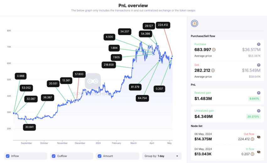 Crypto Whale Bitcoin PnL Overview